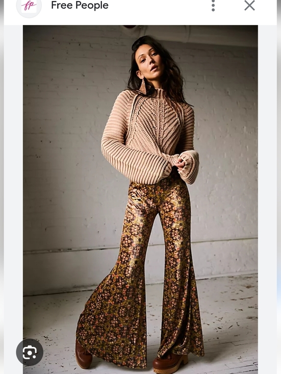 Free People Pants - Free People The Valley Printed Flares Velvet Pants Sz XS